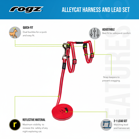 Rogz AlleyCat Harness and Lead Set features image