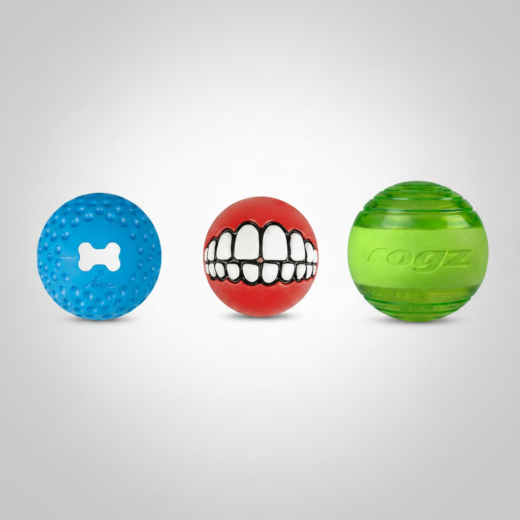 Three Dog Toy Balls Square